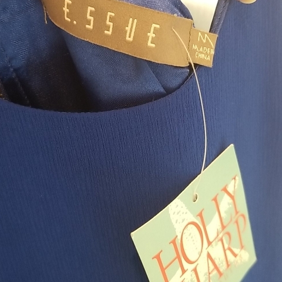 💕HOLLY SHARP💕 Halter Spaghetti Strap Swing Dress Royal Blue M Medium NWT - Picture 7 of 11